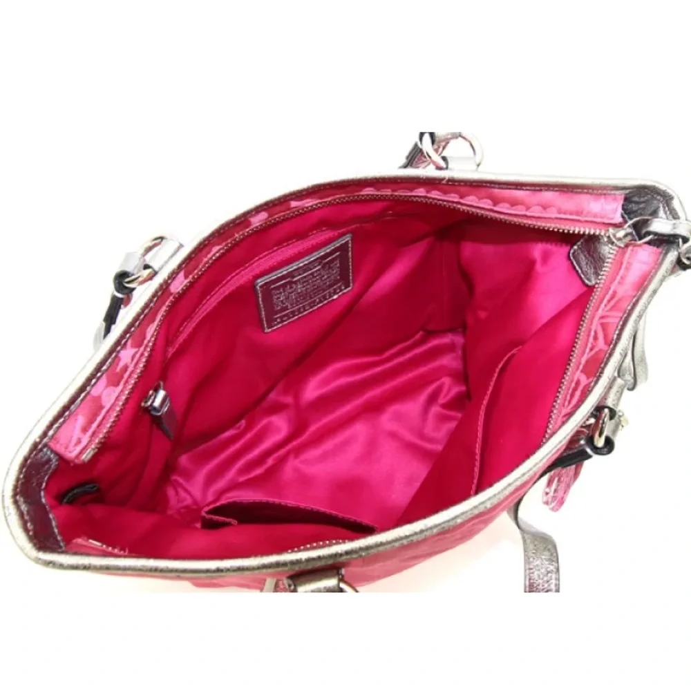 COACH Pink Bandana Glitter Graffiti Bag with Silver Accents waterproof dust bag - Picture 4 of 9